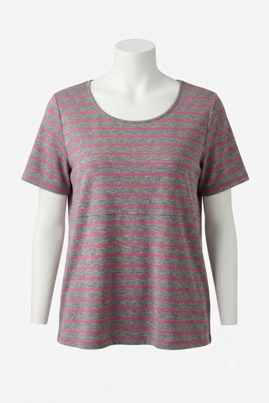 Lane Bryant Super Soft Gray Pink Striped Tee Top Plus Size 18/20